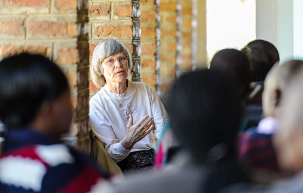 Marylou Behnke, M.D. giving an early childhood training in Zambia