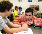 Kevin Berry (right) with 5th-grader Paul Winning