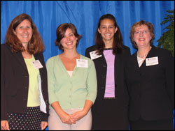 Carolyn Marty, donor of the Stella Meissner Scholarship Fund, in memory of her mother; Alea Prinzel, recipient of the Scholarship; Jennifer Marty, Carolyn's daugher; and Dean Catherine Emihovich.