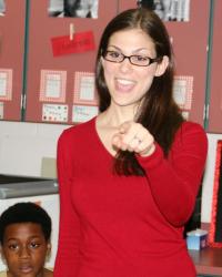 photo of Julianne Scherker teaching in classroom