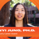 An orange graphic that contains the words "Hyunyi Jung, Ph.D. 2024 AMTE Early Career Award," along with a headshot of Dr. Jung. There is UF momentum branding that accompanies the image, as well as the UF logo in white.
