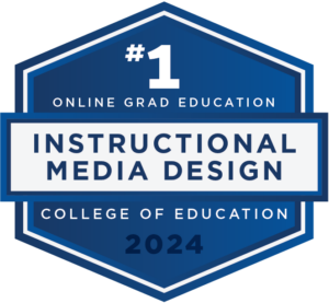 Badge for Instructional Media Design from U.S. News Best Online Programs Specialty Areas in 2024