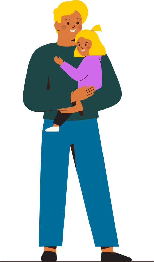 A man holding a little girl