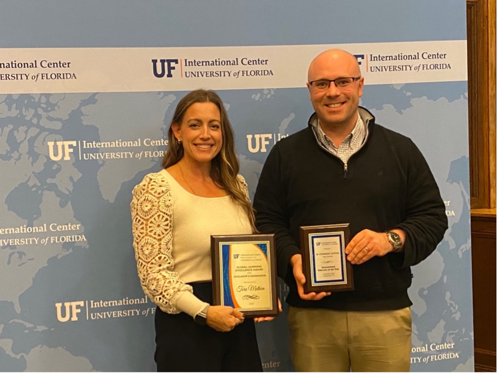 SESPECS-award-2025 Drs. Tara Mathien and Chris Anthony Receiving Office of Global Learning Awards