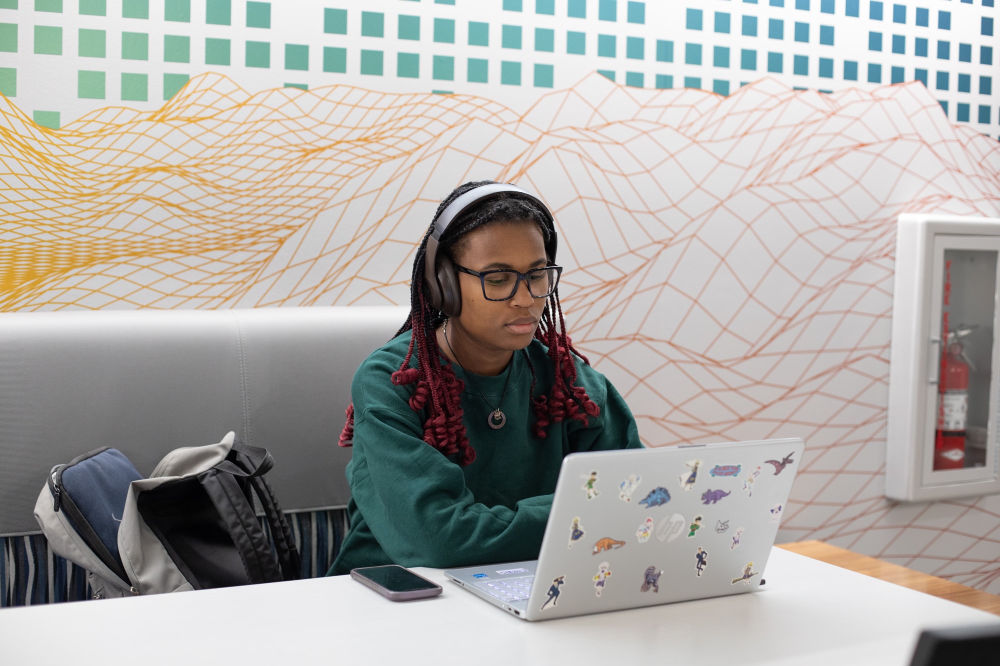 Ed tech students in a lecture in a conference room