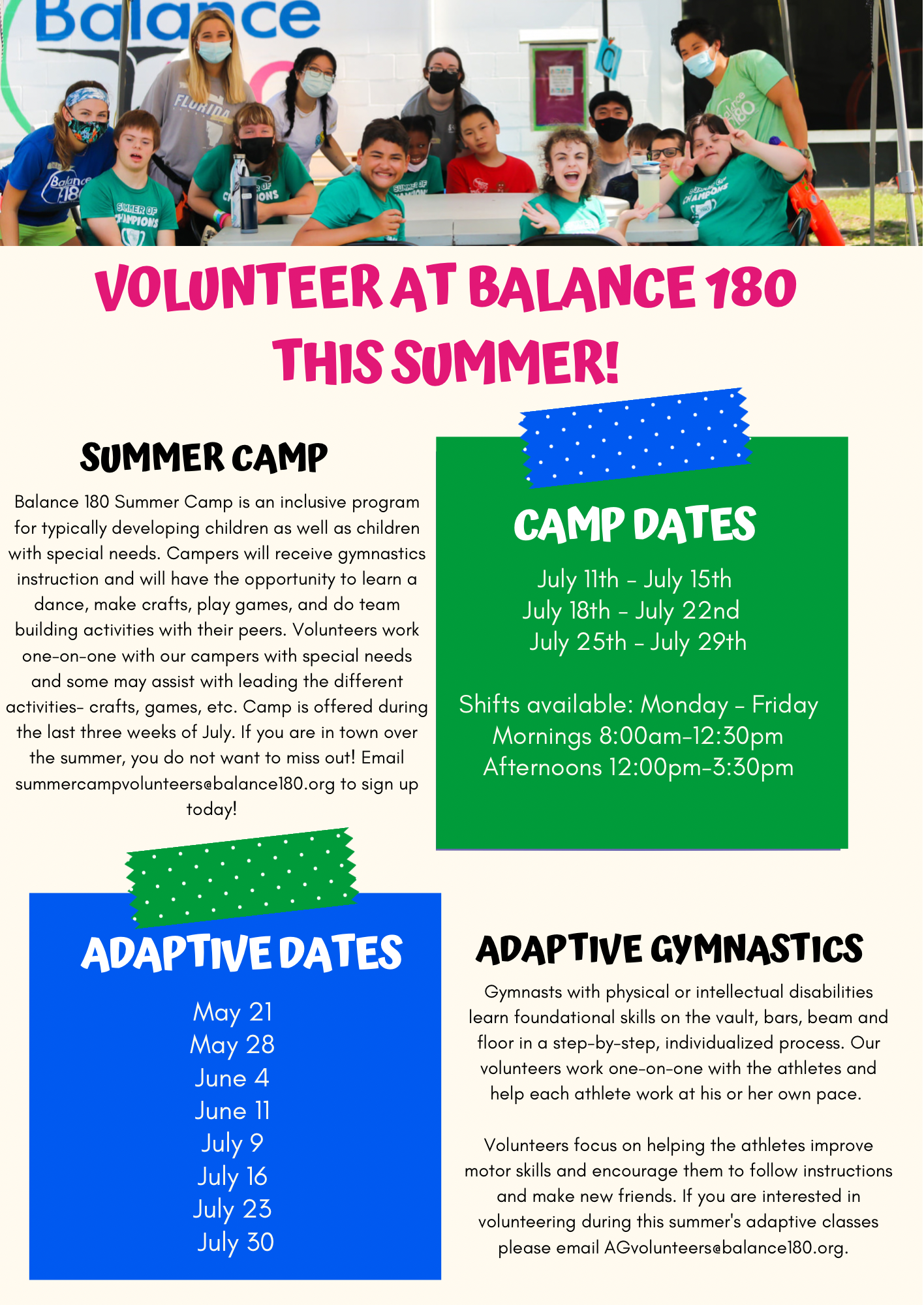 Volunteer at Balance 180 This Summer!