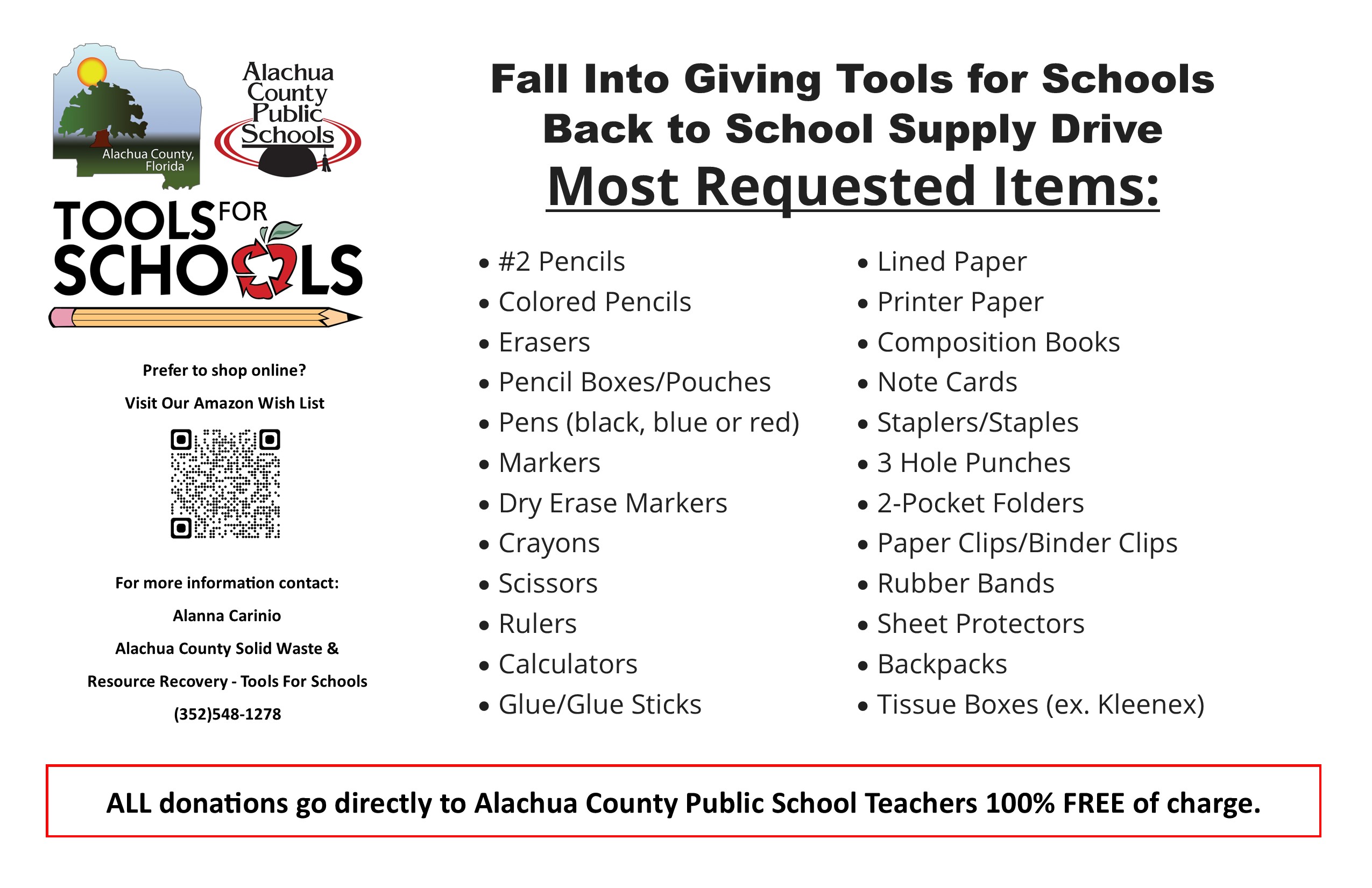 Fall Into Giving Tools for Schools Back to School Supply Drive