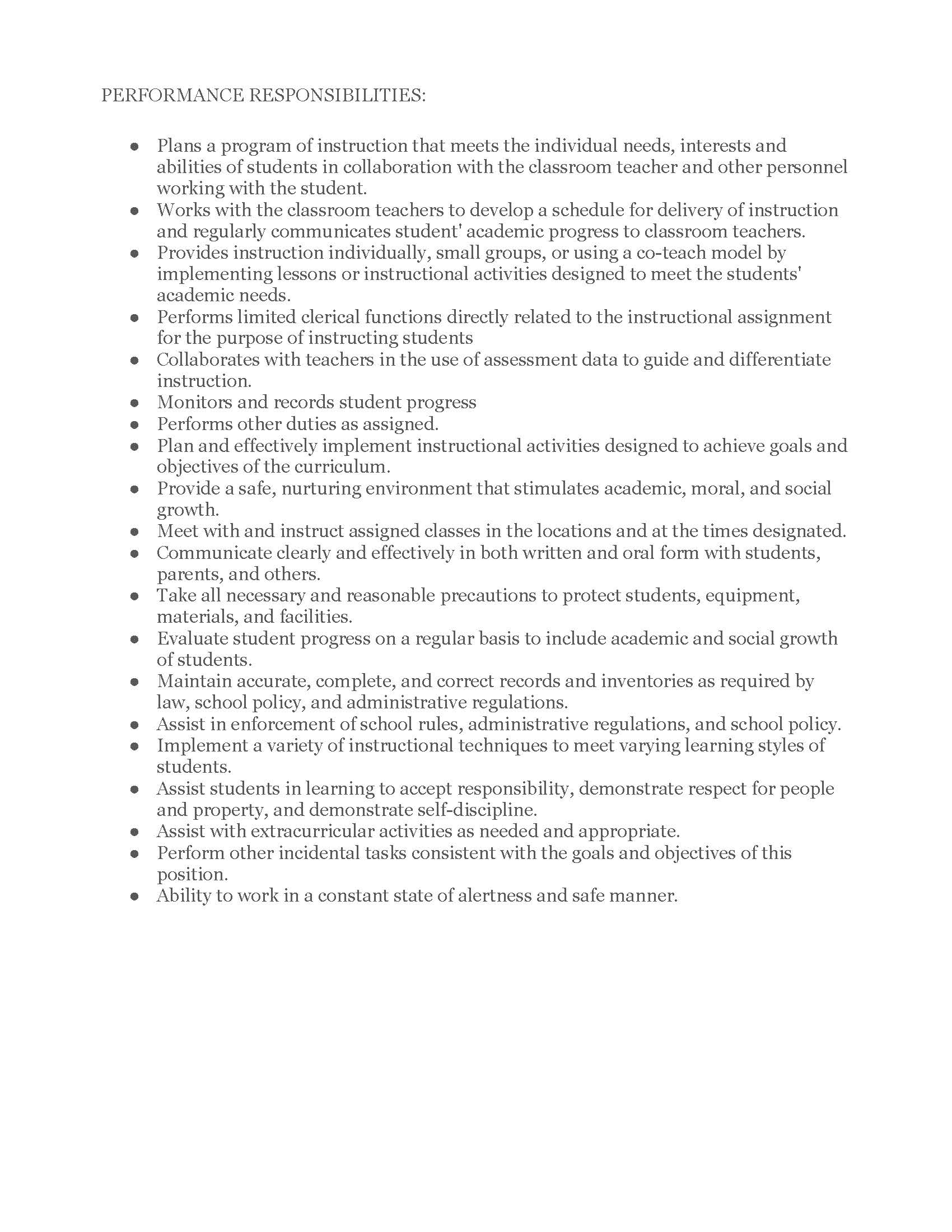 Elementary Teacher K 3 Job Description - Page 2