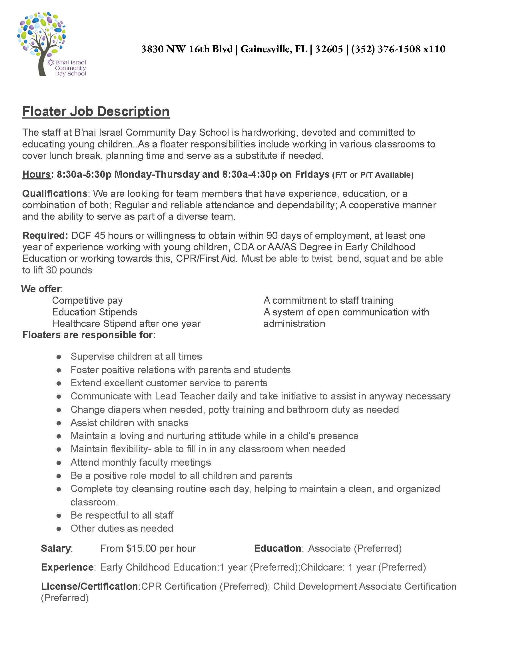 Job listing flyer - Page 1
