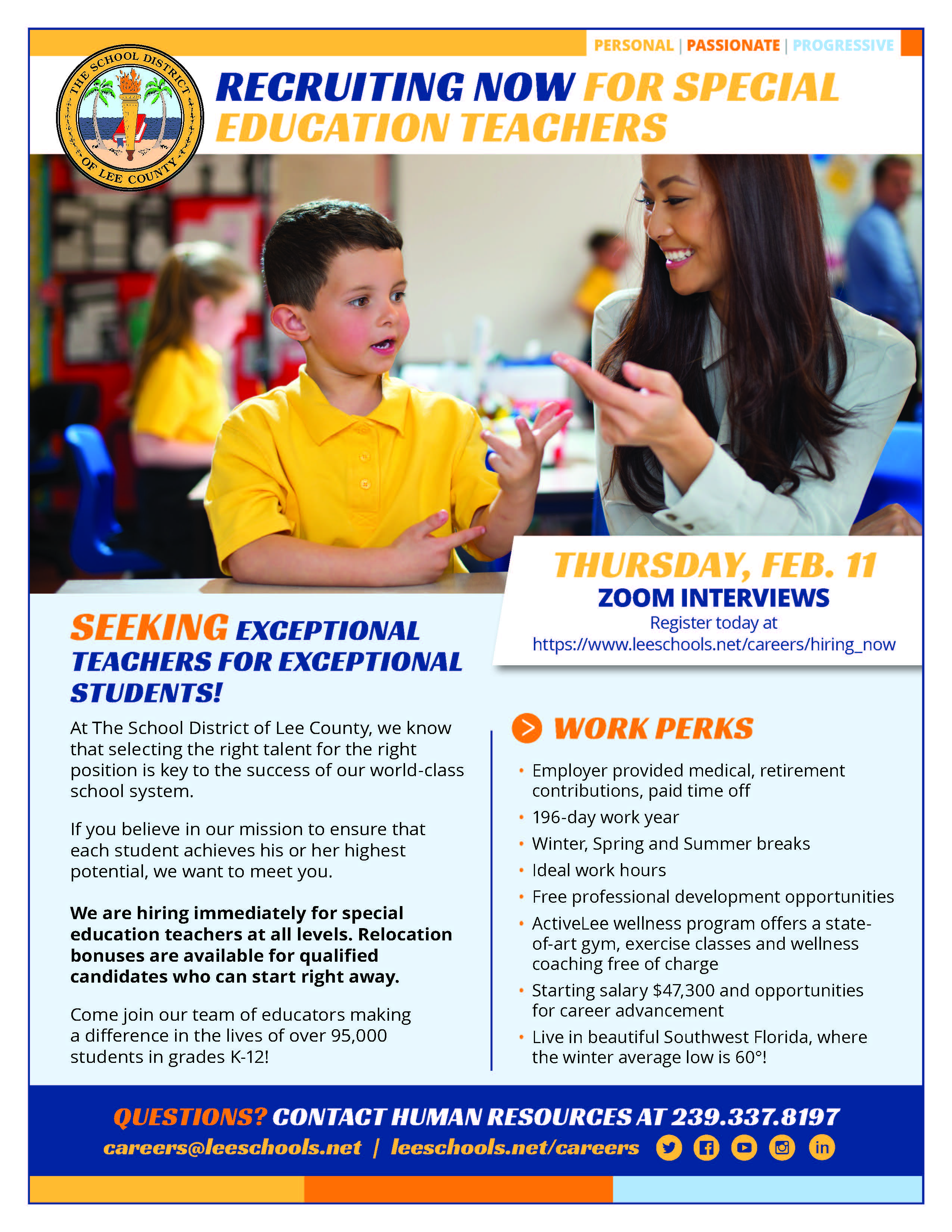 The School District of Lee County Recruitment Event for Special Education  Teachers – Student Services